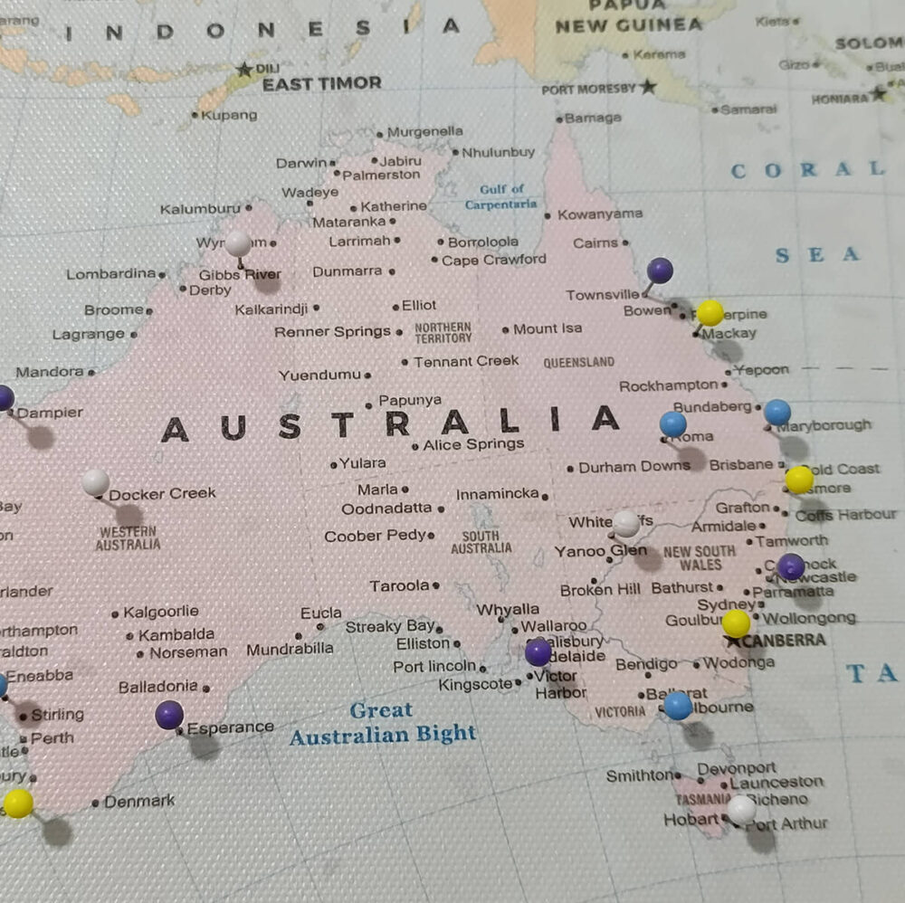 Classic AuthaGraph Push Pin World Map - Australia zoom