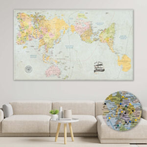 Classic AuthaGraph Push Pin World Map featured
