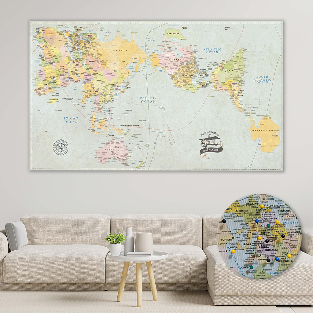 AuthaGraph Push Pin World Map – Classic Edition