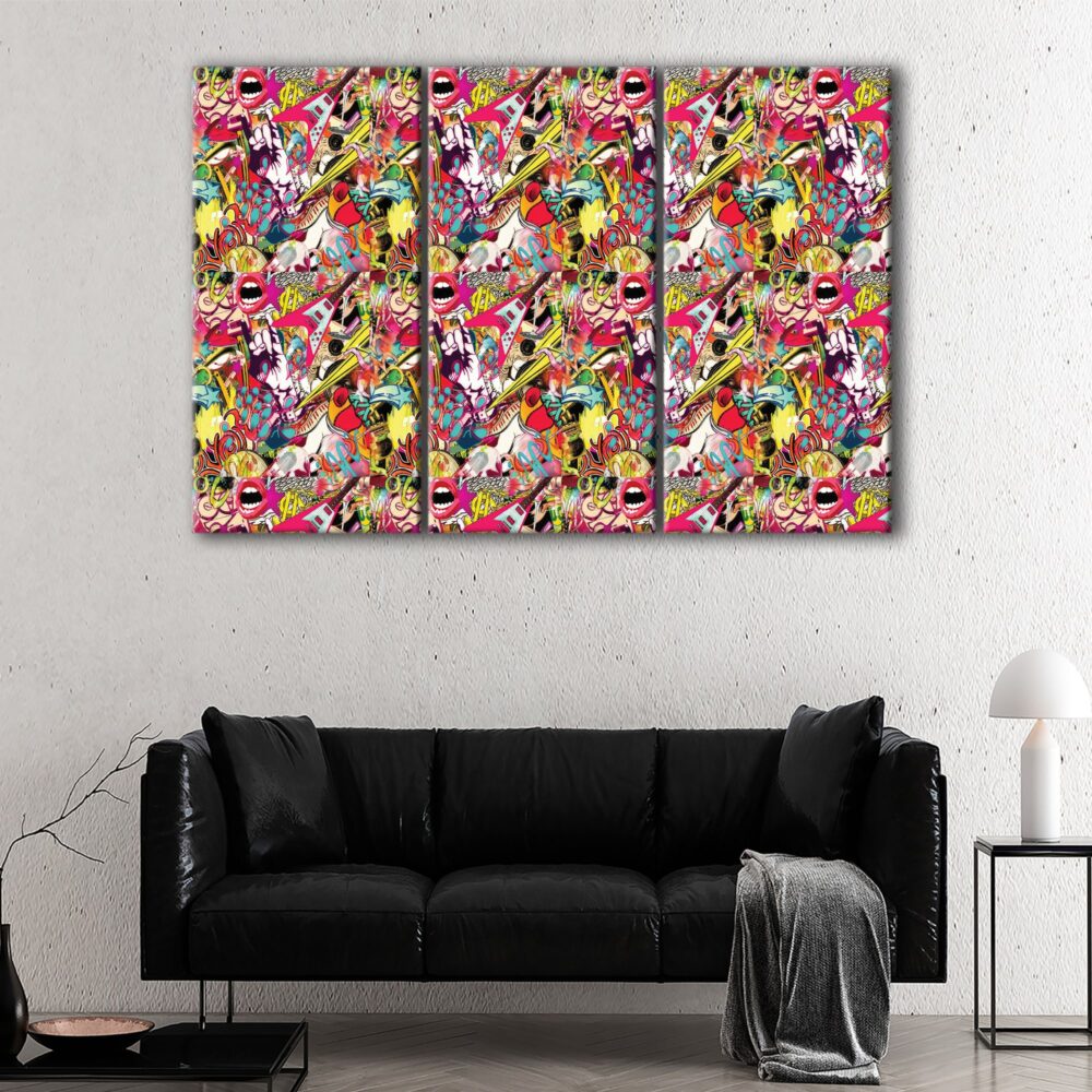 3 panels aesthetic collage canvas art
