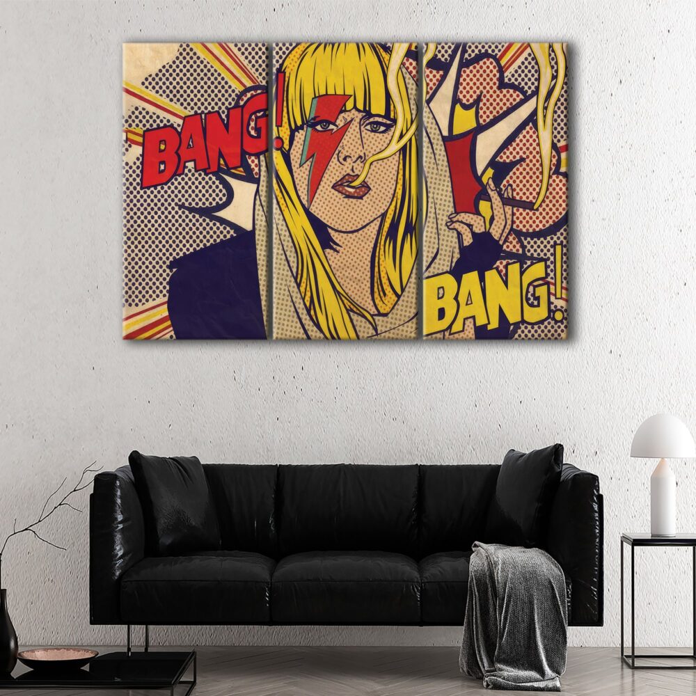 3 panels pop art girl canvas art