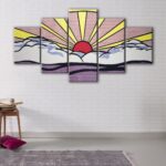 5 panels Sunrise canvas art