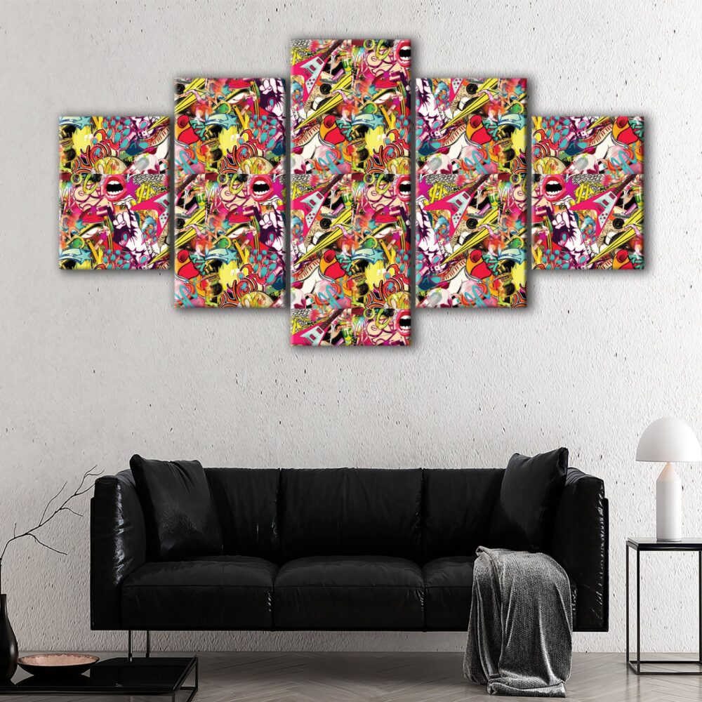 5 panels aesthetic collage canvas art