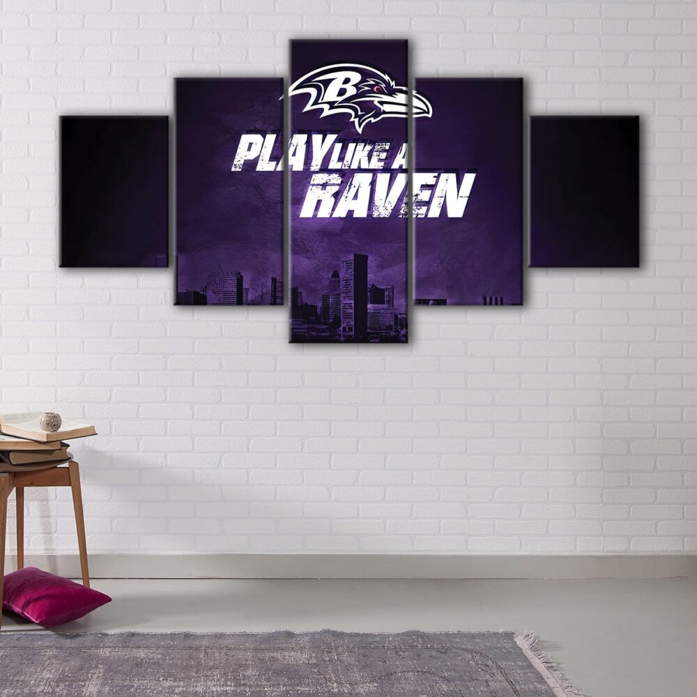 5 panels play like a raven canvas art