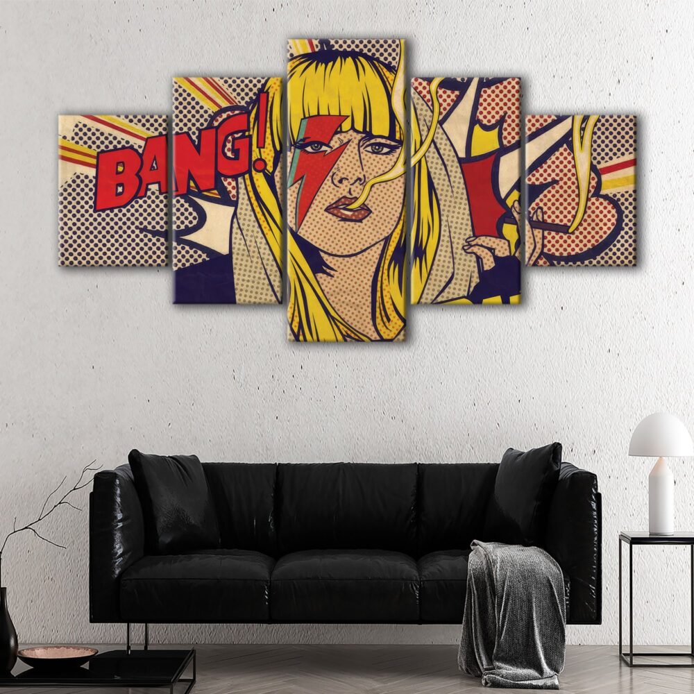 5 panels pop art girl canvas art