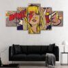 5 panels pop art girl canvas art