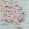 AuthaGraph Push Pin World Map – Colorful Edition Australia Zoom