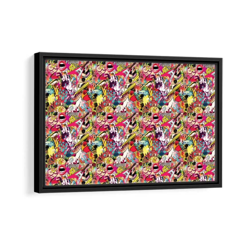 aesthetic collage framed canvas black frame