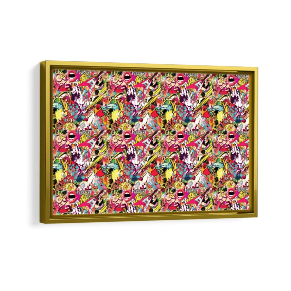 aesthetic collage framed canvas natural beige