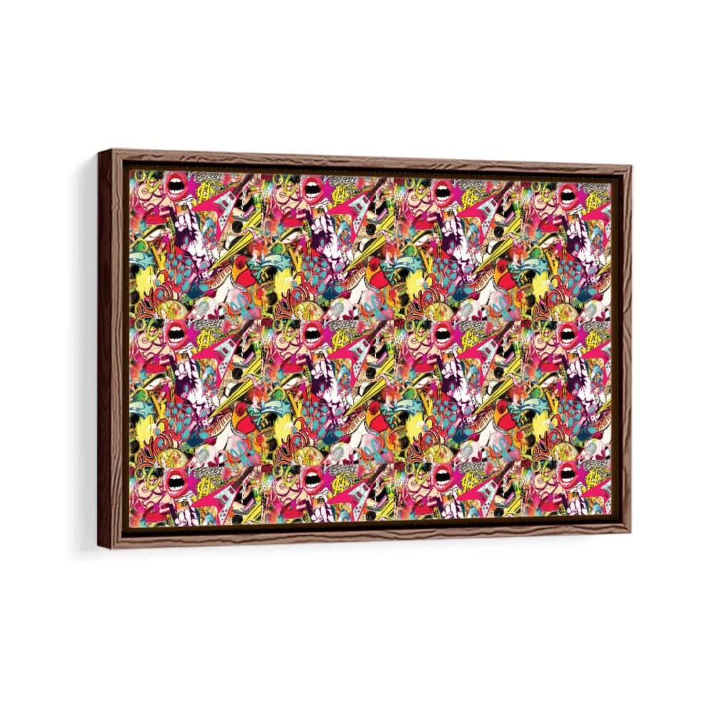 aesthetic collage framed canvas walnut brown