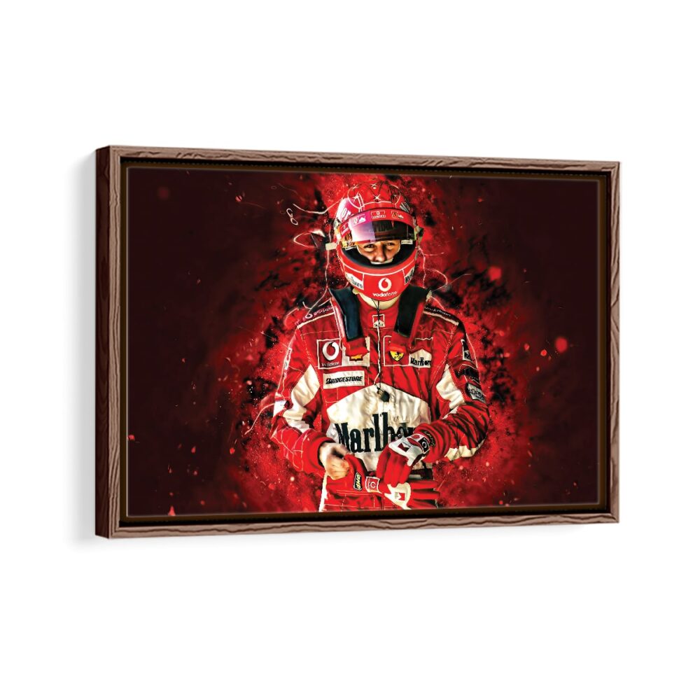 michael schumacher framed canvas walnut brown