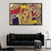 pop art girl floating frame canvas