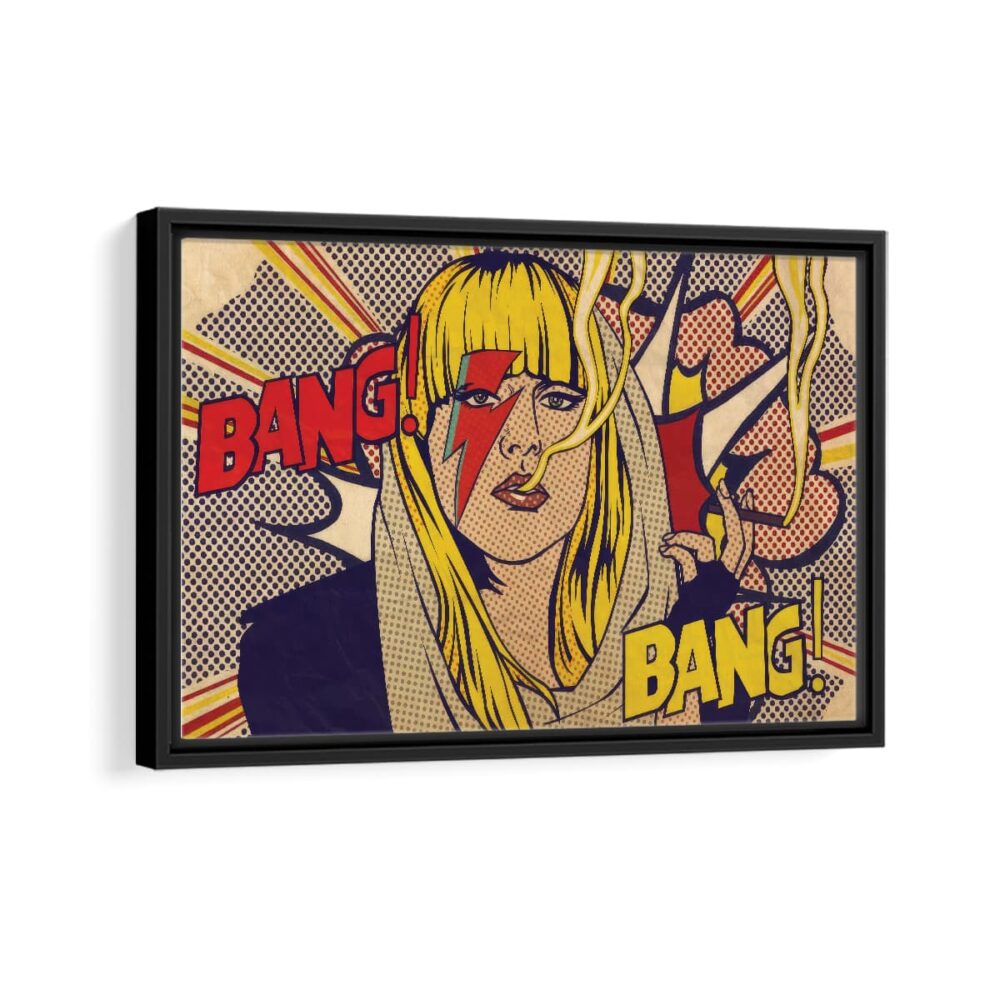 pop art girl framed canvas black frame