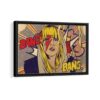 pop art girl framed canvas black frame