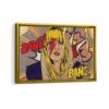 pop art girl framed canvas gold frame