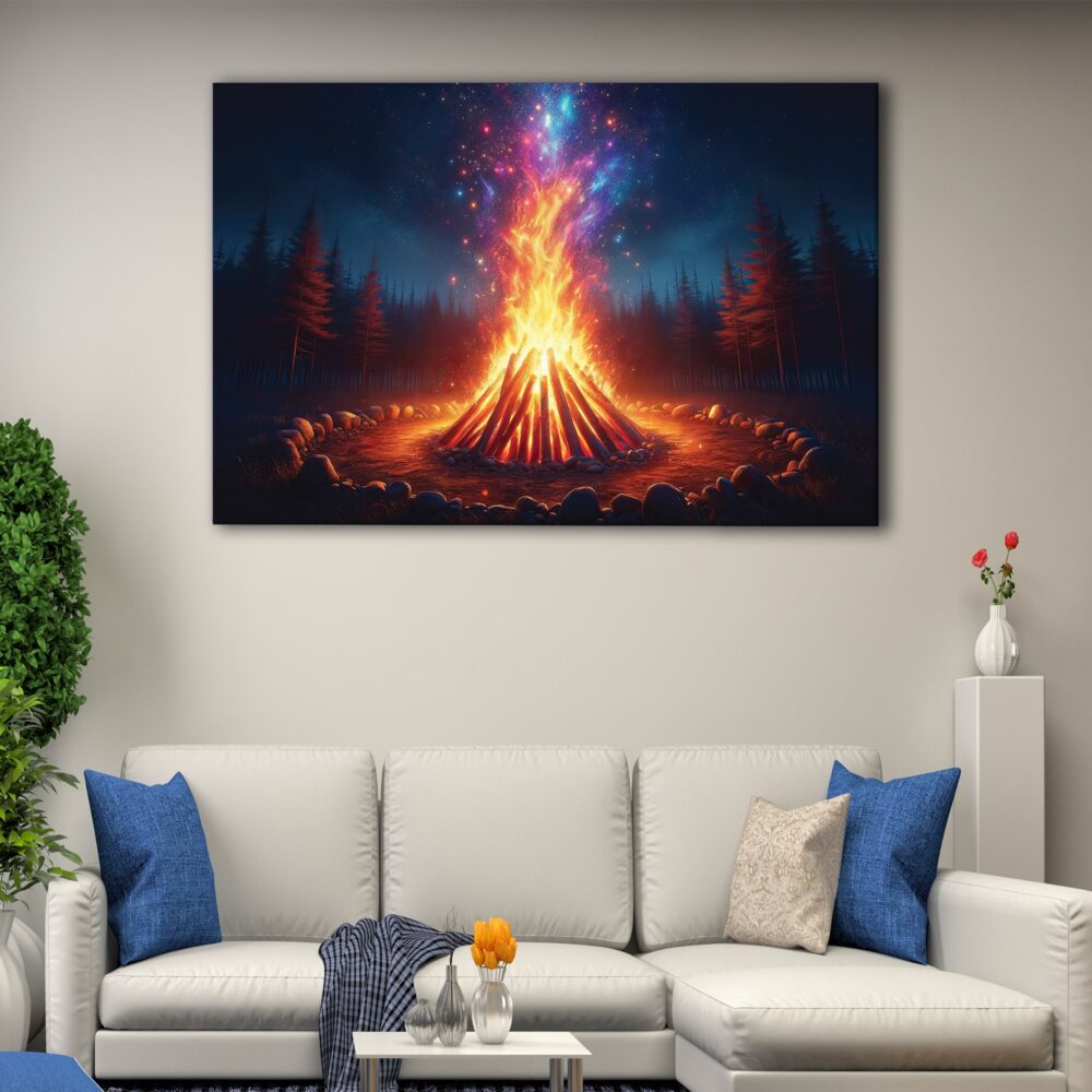 1 panel cosmic bonfire canvas art