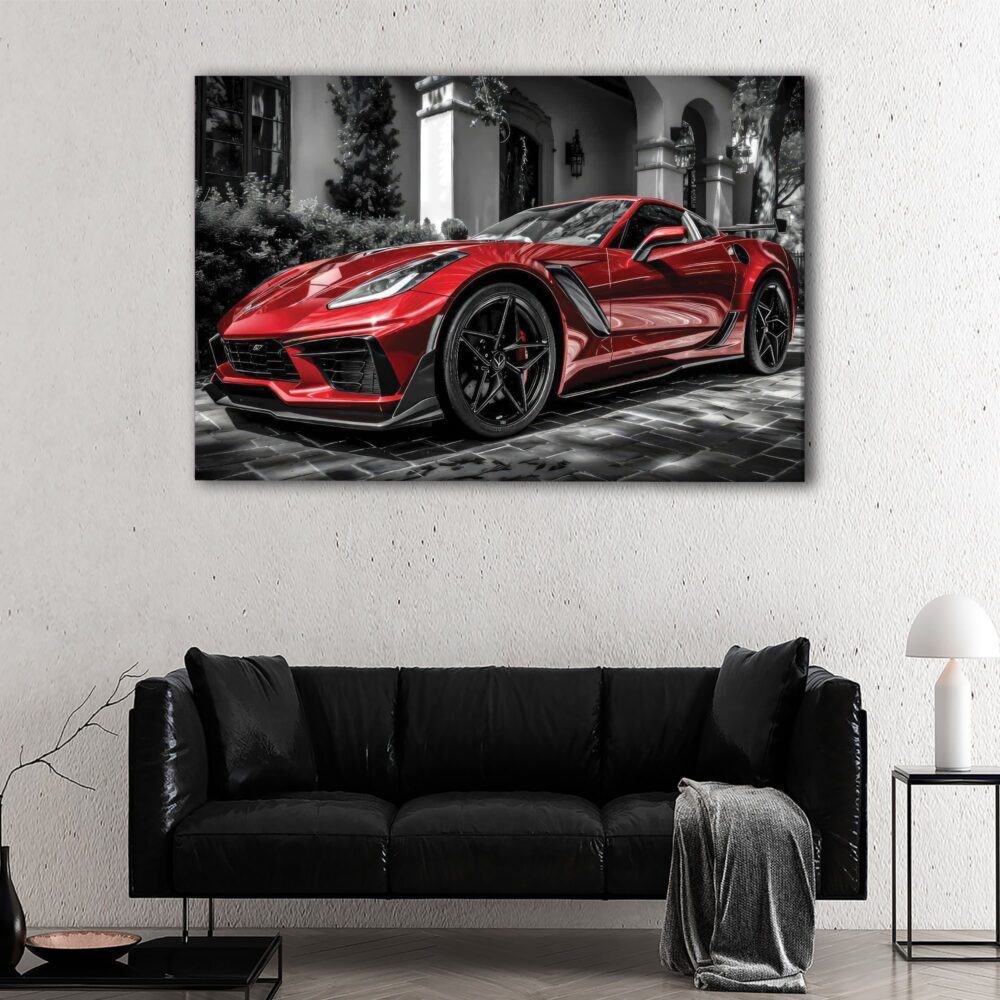 1 panel red corvette canvas art