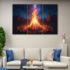 3 panels cosmic bonfire canvas art