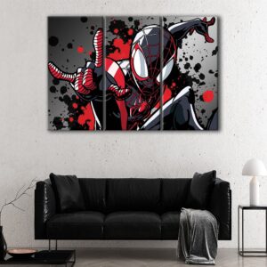 3 panels miles morales spider man canvas art