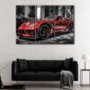 3 panels red corvette canvas art
