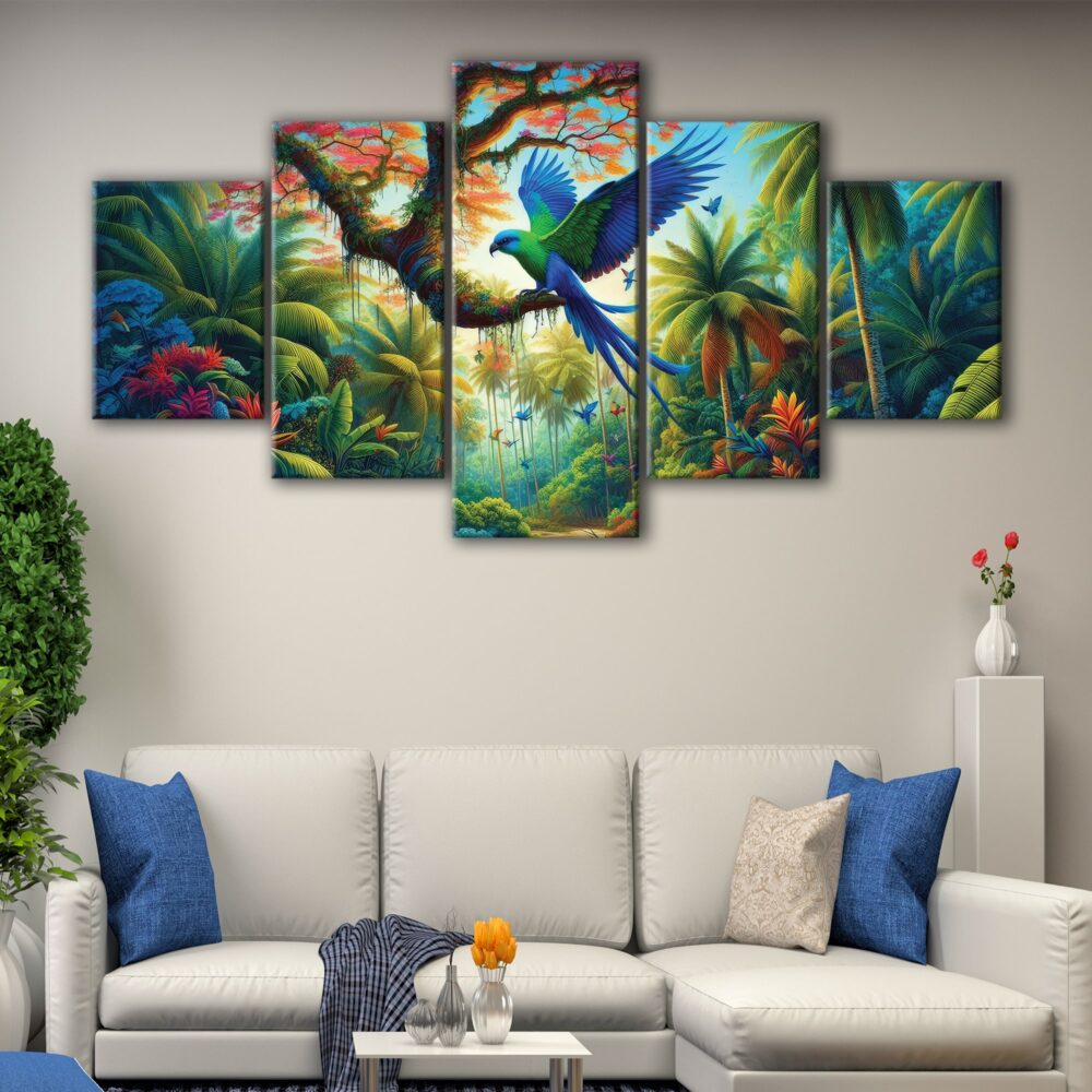 5 panels forest paradise canvas art