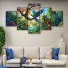 5 panels forest paradise canvas art