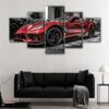 5 panels red corvette canvas art
