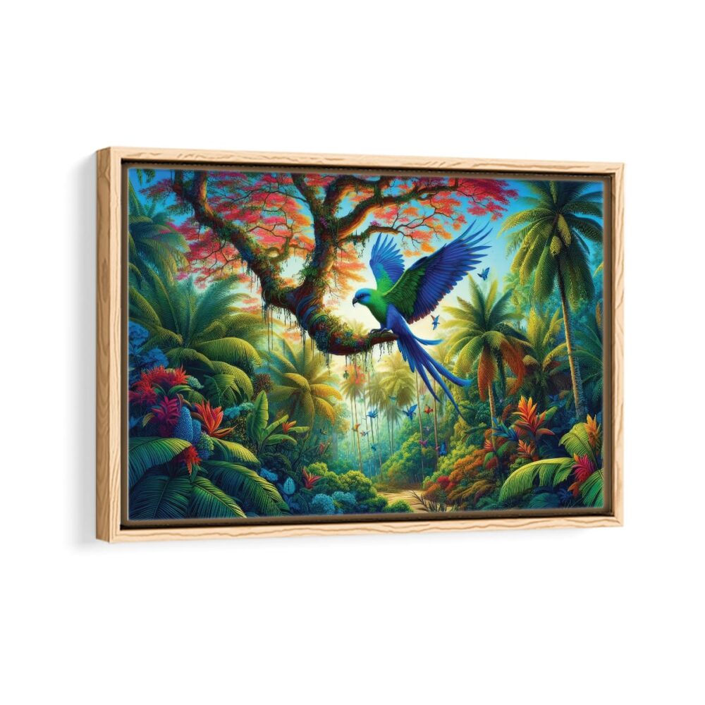 forest paradise framed canvas natural beige