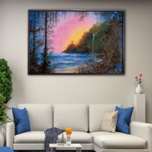 laurie and kenji paradise floating frame canvas
