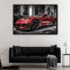 red corvette floating frame canvas