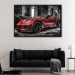 red corvette floating frame canvas