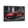 red corvette framed canvas black frame