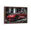 red corvette framed canvas walnut brown