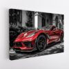 red corvette stretched canvas