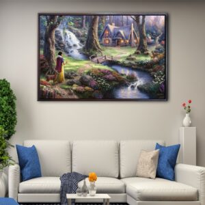 snow white discovers the cottage floating frame canvas