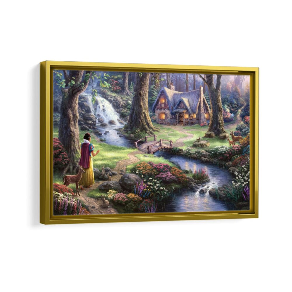 snow white discovers the cottage framed canvas gold frame