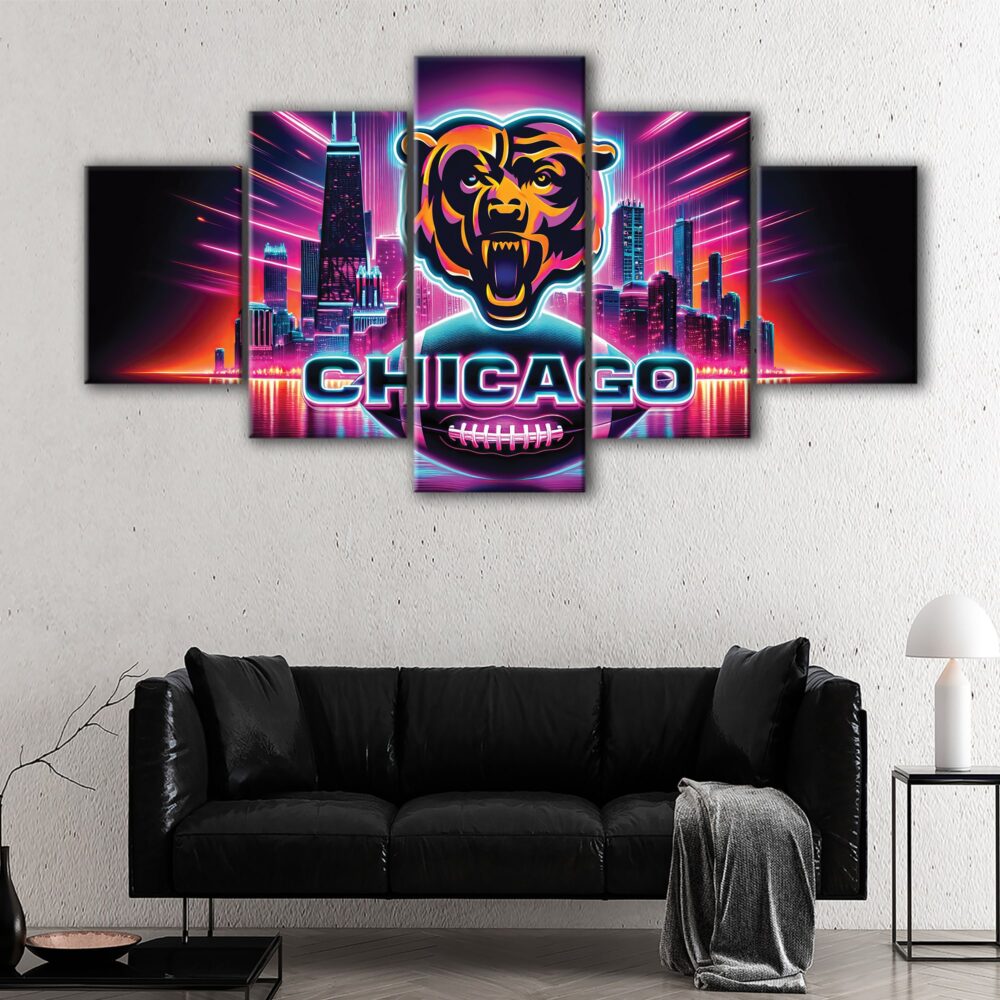 5 panels chicago bears canvas art