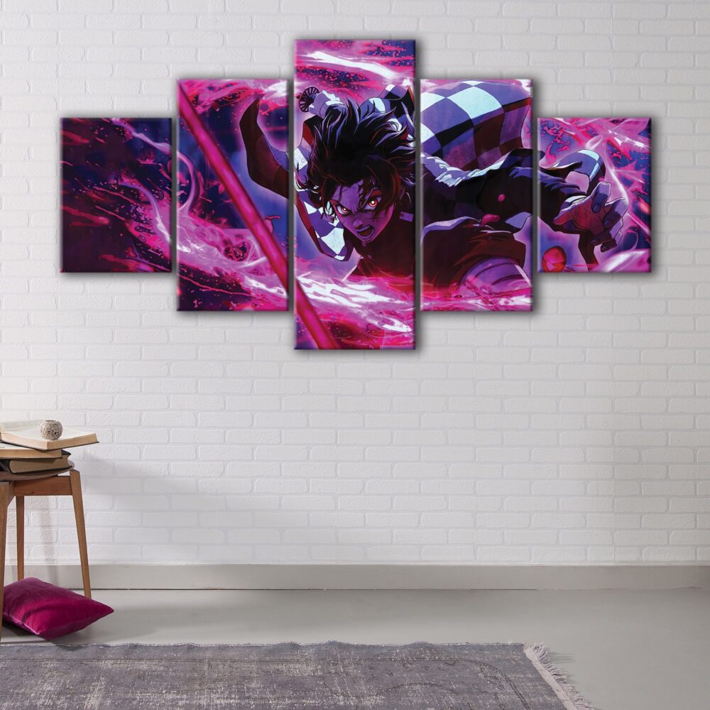 5 panels kimetsu no yaiba canvas art