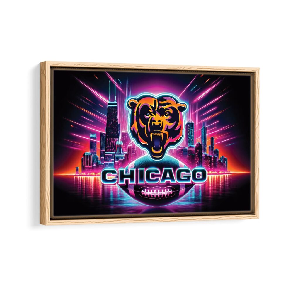 chicago bears framed canvas natural beige