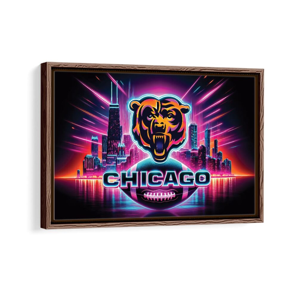 chicago bears framed canvas walnut brown