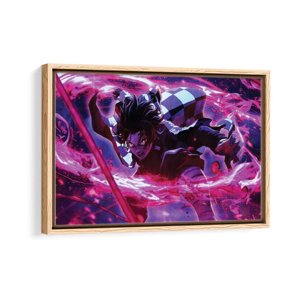 kimetsu no yaiba framed canvas natural beige