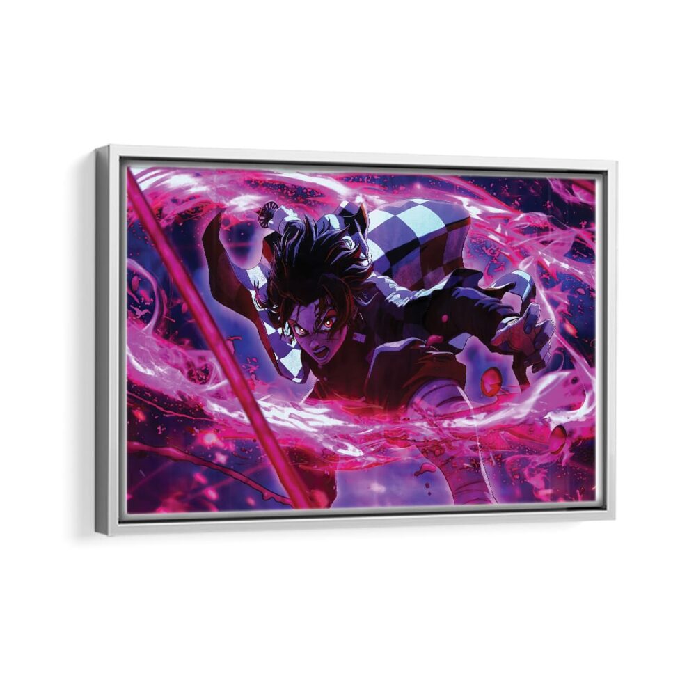 kimetsu no yaiba framed canvas white frame