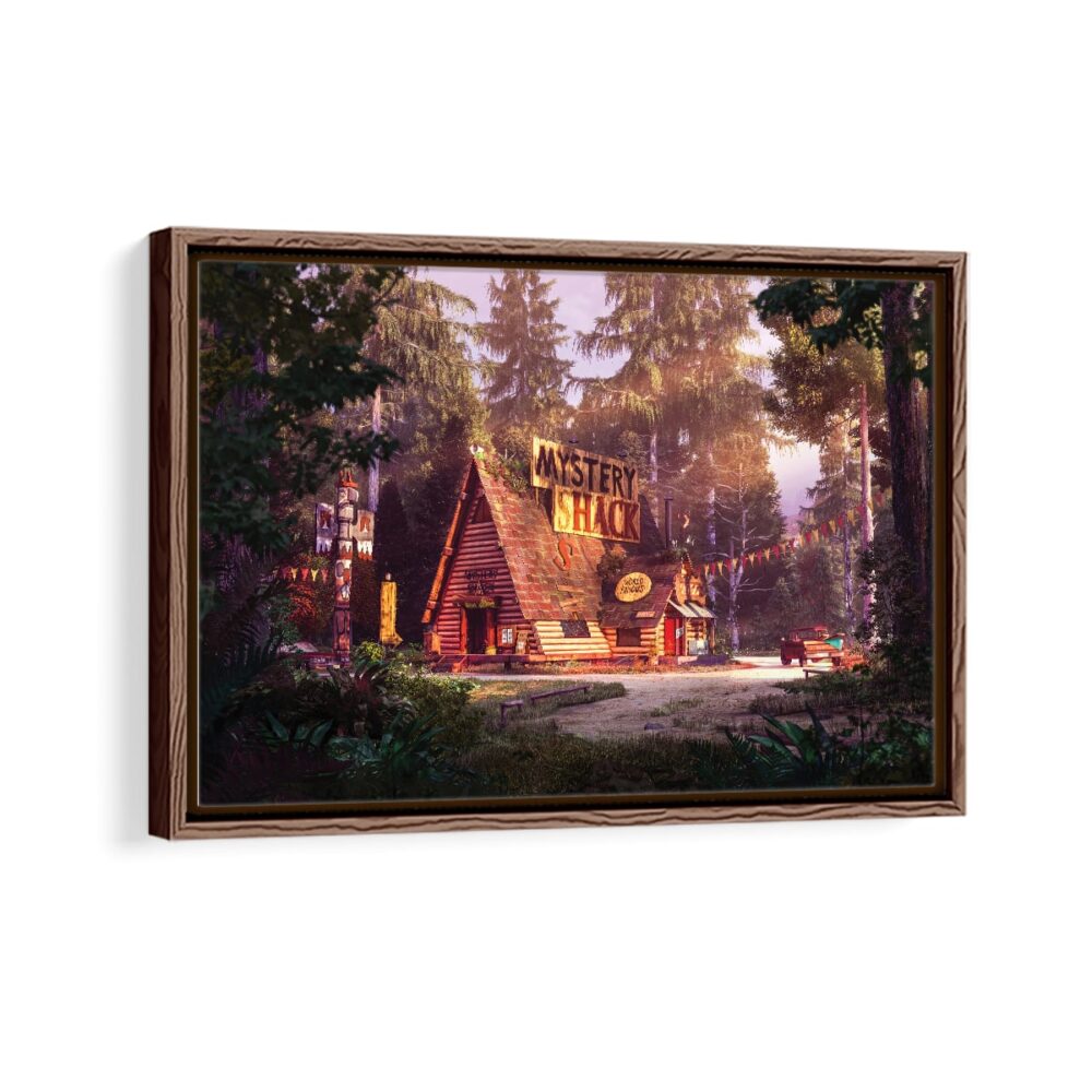 mystery shack framed canvas walnut brown