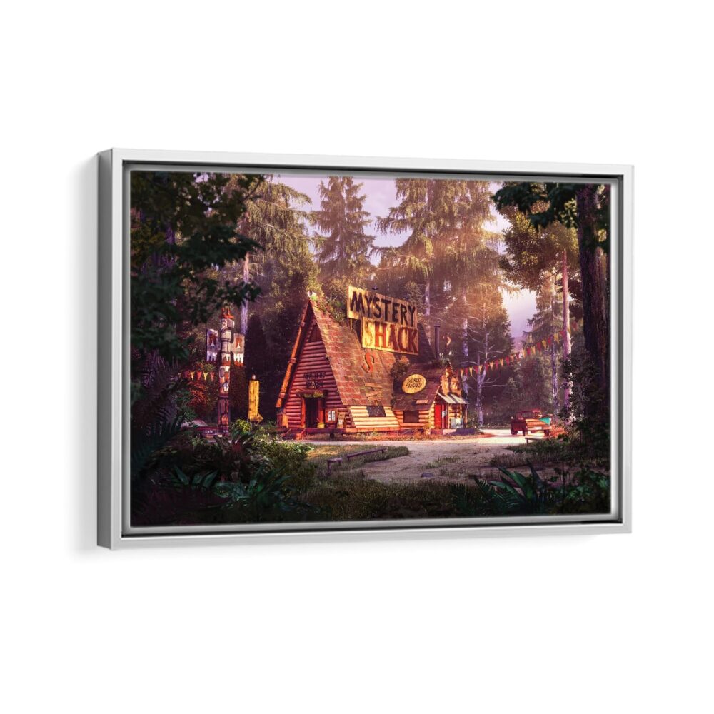 mystery shack framed canvas white frame
