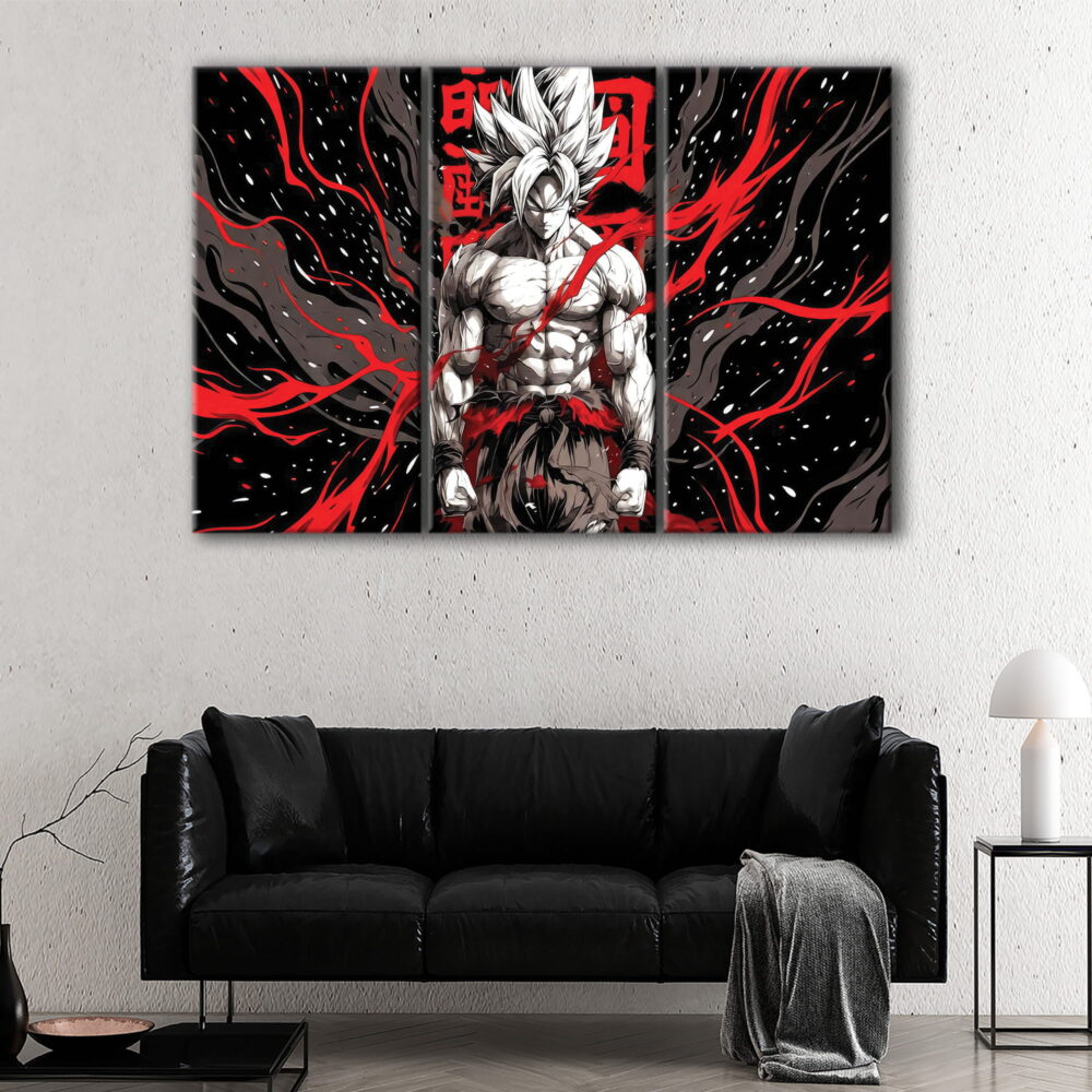 3 panels goku fury canvas art