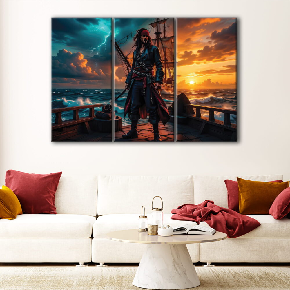 3 panels pirate lord jack sparrow canvas art