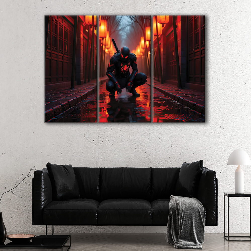 3 panels spider man darkness canvas art
