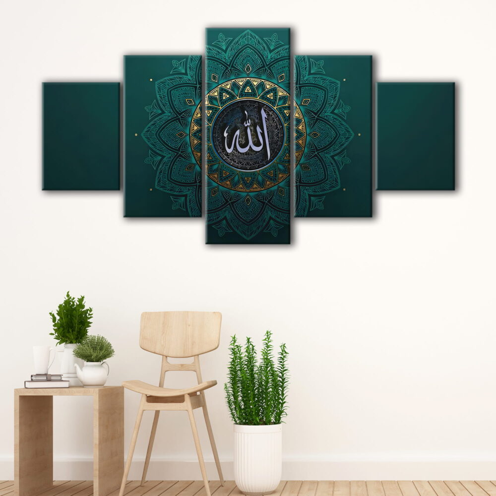 5 panels allah canvas art
