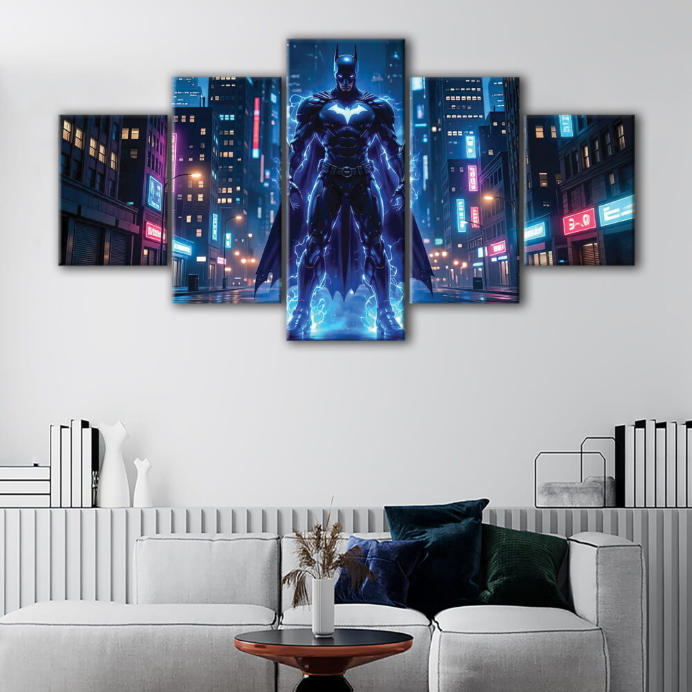 5 panels batman lighting canvas art