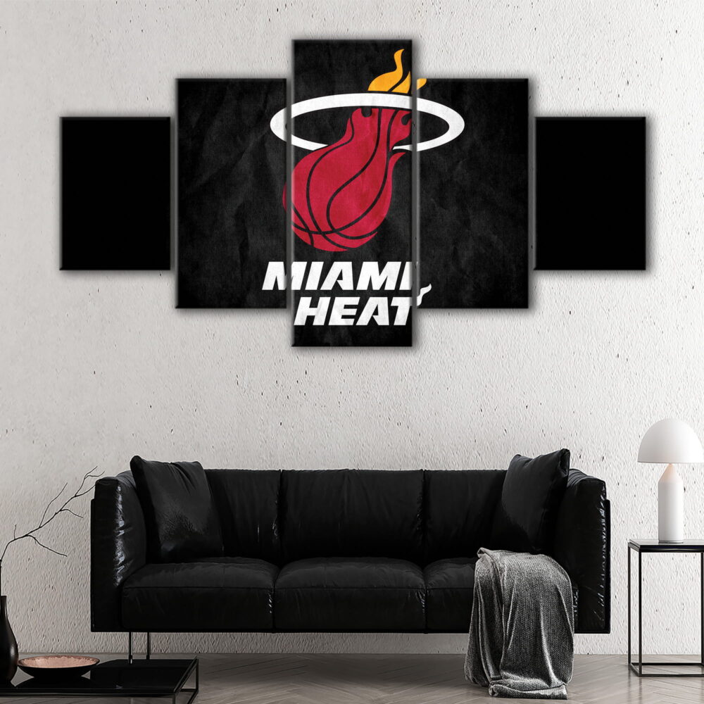 5 panels miami heat canvas art